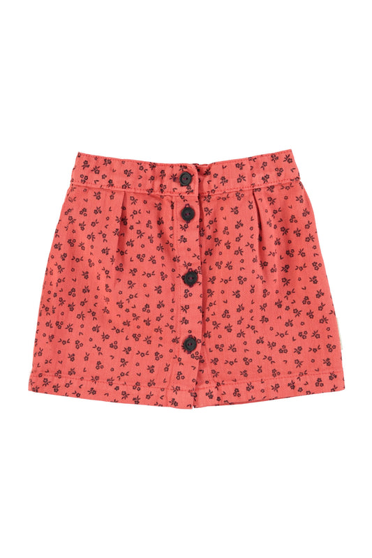 Falda corta | Frambuesa con flores negras