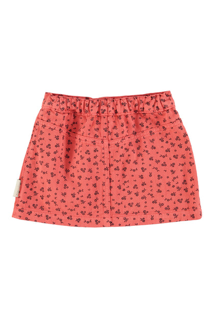 Falda corta | Frambuesa con flores negras - Piupiuchick