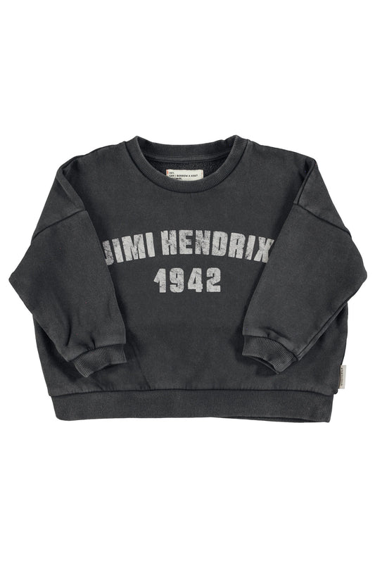 Sudadera | Negro descolorido con estampado de "Jimi Hendrix"