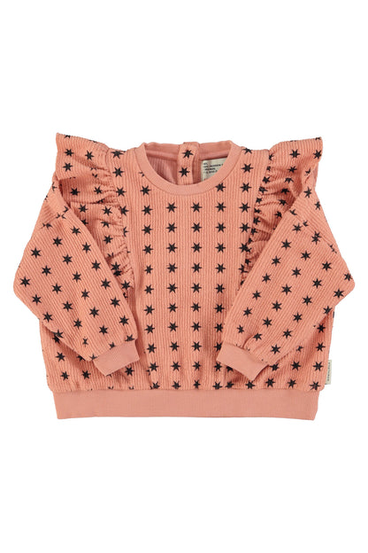 Sudadera niña Rosa con estrellas negras - Piupiuchick