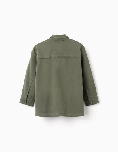 Sobrecamisa niño de sarga con bolsillos delanterosverde caqui - Zippy