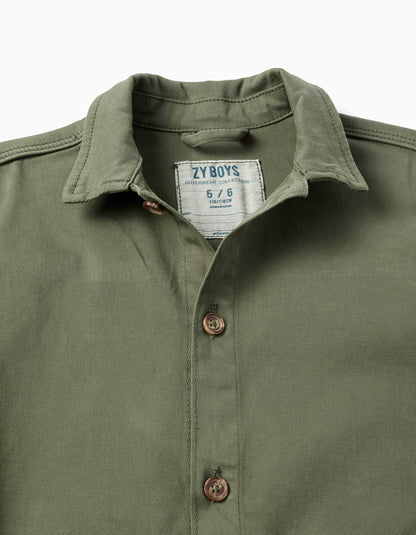 Sobrecamisa niño de sarga con bolsillos delanterosverde caqui - Zippy