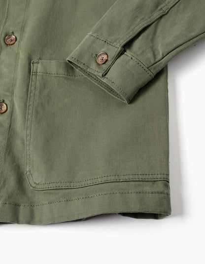 Sobrecamisa niño de sarga con bolsillos delanterosverde caqui - Zippy