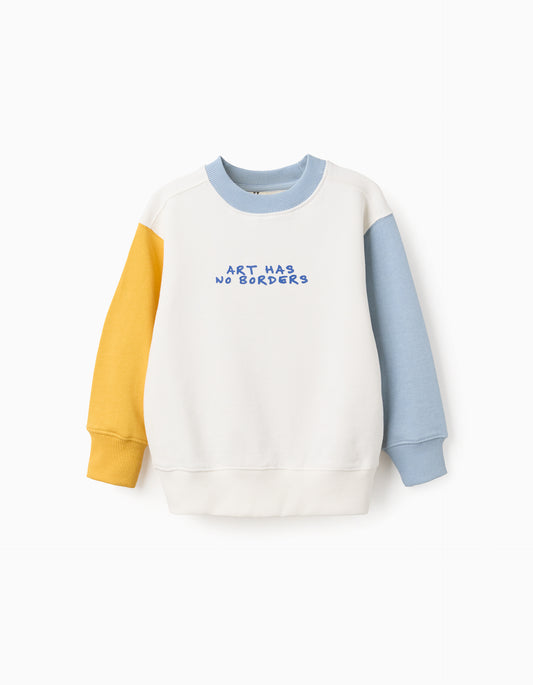 Sudadera niño de algodón con bloque de color multicolor