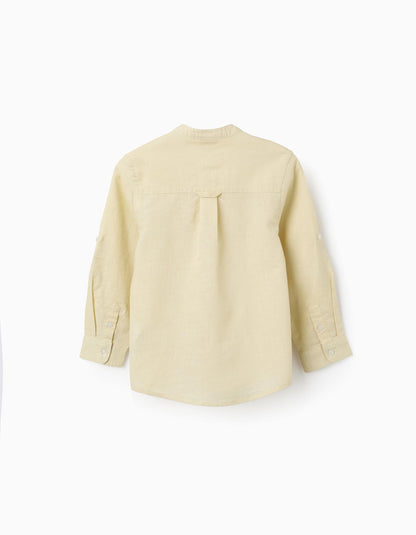 Camisa niño lino cuello mao amarilla claro - Zippy