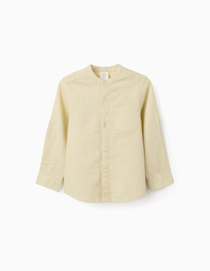 Camisa niño lino cuello mao amarilla claro - Zippy