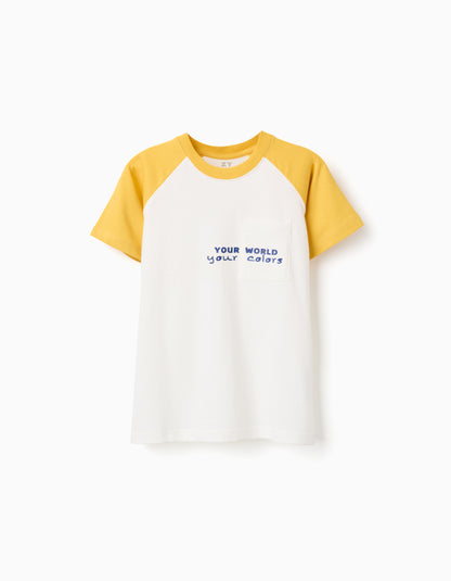 Camiseta niño de algodón con estampado Colors blanco/amarillo - Zippy