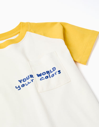 Camiseta niño de algodón con estampado Colors blanco/amarillo - Zippy