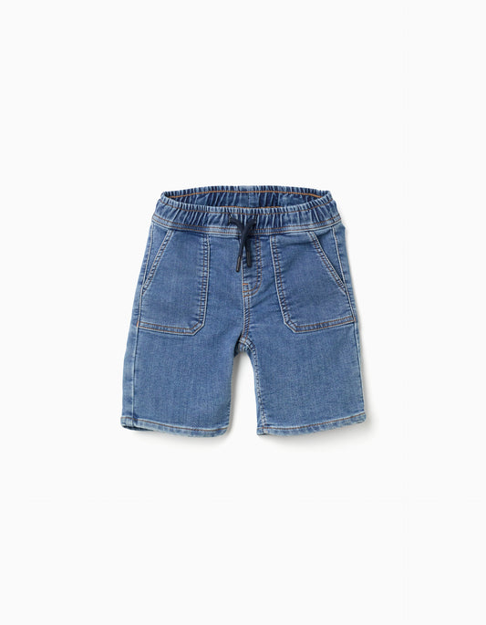Bermudas niño midi vaqueras con cordón azul