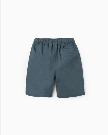 Pantalones cortos niño de lino azul - Zippy