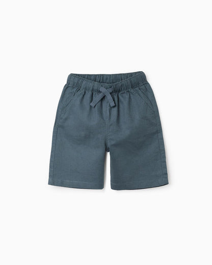 Pantalones cortos niño de lino azul - Zippy