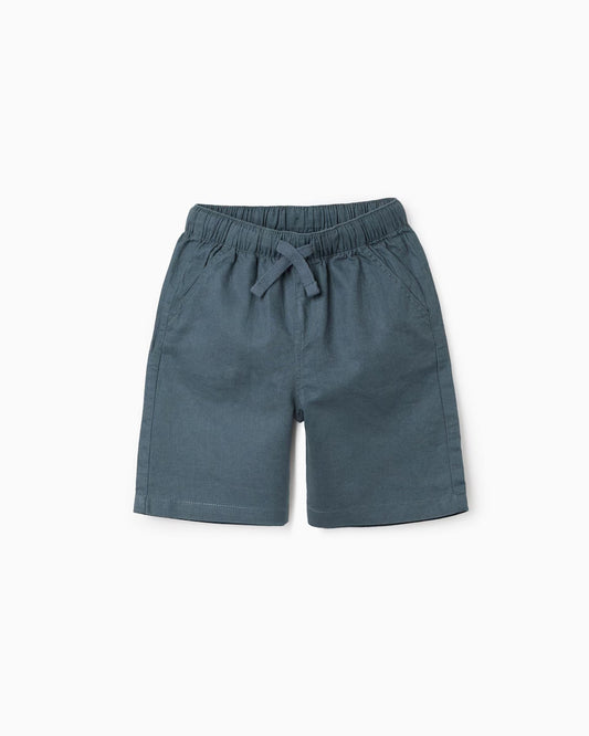Pantalones cortos niño de lino azul