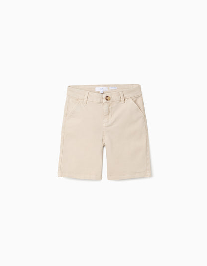 Bermudas niño chino midi de sarga con bolsillos beige claro - Zippy