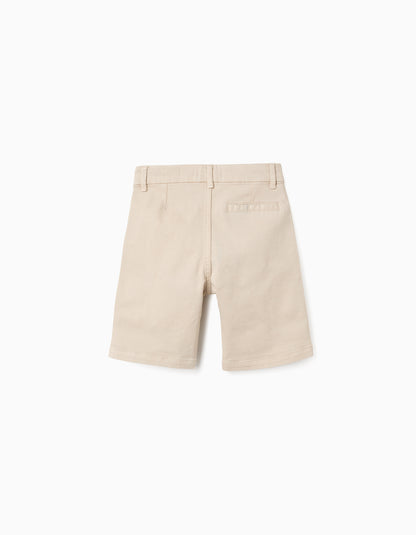 Bermudas niño chino midi de sarga con bolsillos beige claro - Zippy
