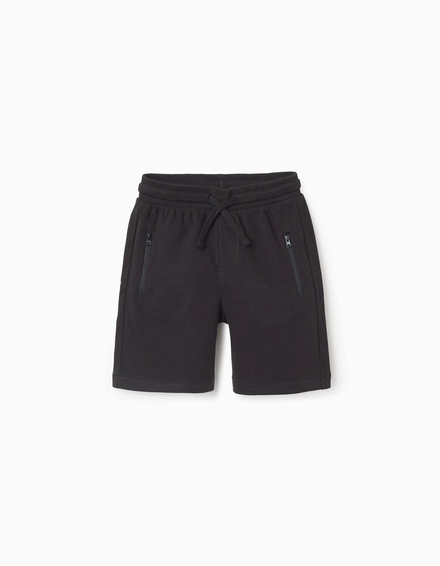 Pantalón corto niño con cordón y bolsillos negro