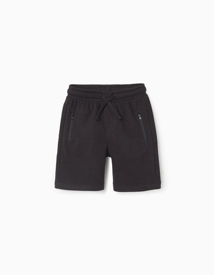 Pantalón corto niño con cordón y bolsillos negro - Zippy
