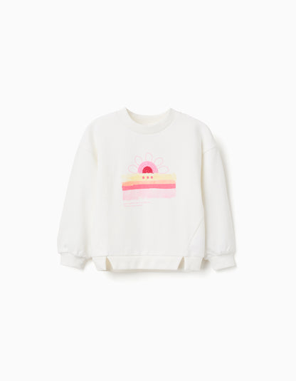 Sudadera niña de algodón con puesta de sol estampada blanco - Zippy