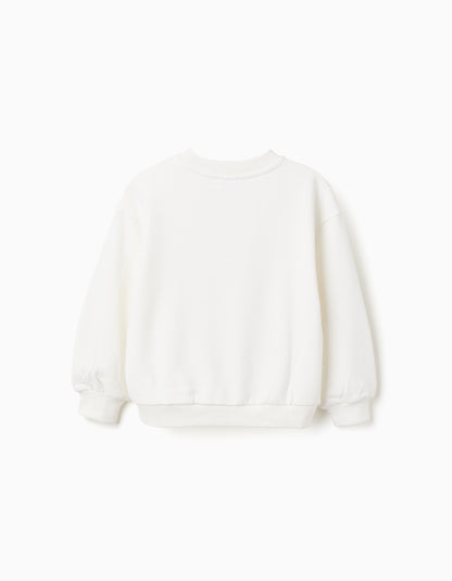 Sudadera niña de algodón con puesta de sol estampada blanco - Zippy