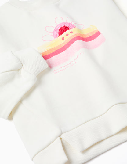 Sudadera niña de algodón con puesta de sol estampada blanco - Zippy