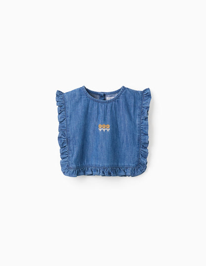 Blusa Niña Denin bordado floral - Zippy