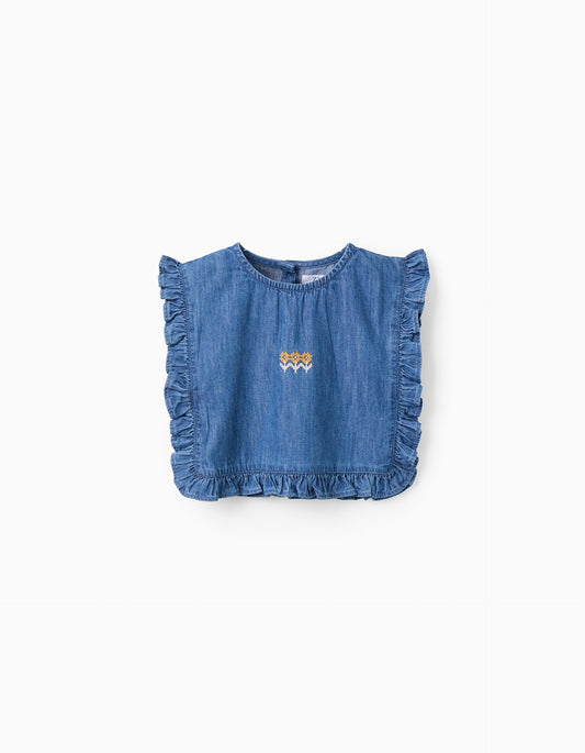 Blusa Niña Denin bordado floral