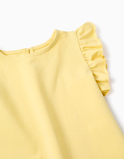 Camiseta niña manga corta con volantes amarilla - Zippy