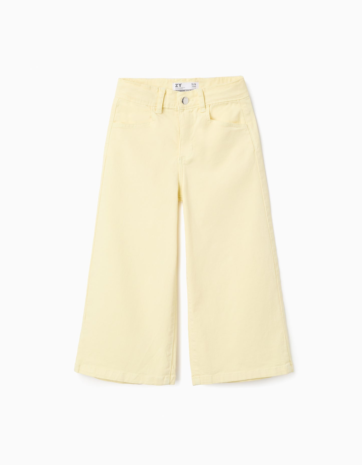 Pantalón niña de sarga de pierna ancha amarillo claro
