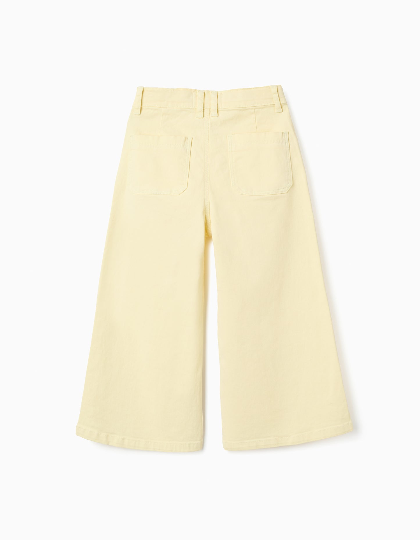 Pantalón niña de sarga de pierna ancha amarillo claro