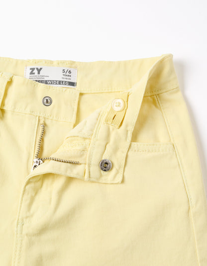 Pantalón niña de sarga de pierna ancha amarillo claro - Zippy