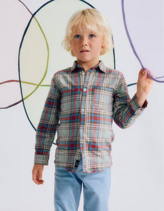 Camisa de algodón a cuadros 'B&S' para niño