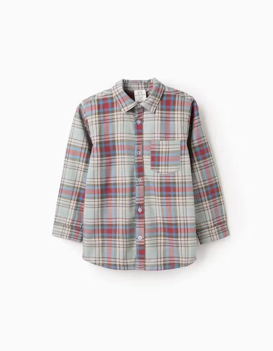 Camisa de algodón a cuadros 'B&S' para niño