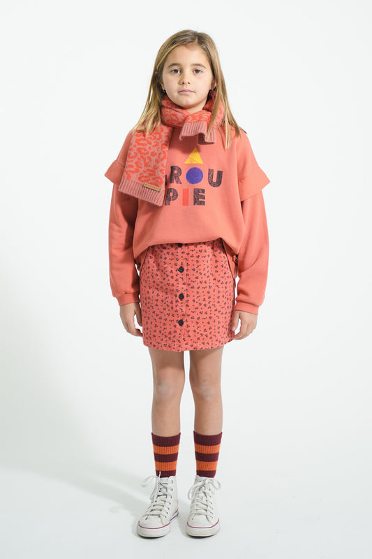 Falda corta | Frambuesa con flores negras