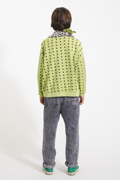 Sudadera niña Verde con estrellas negras - Piupiuchick