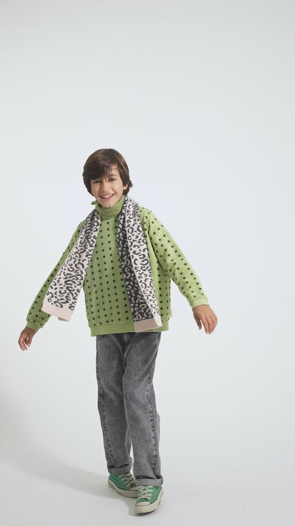 Sudadera niña Verde con estrellas negras