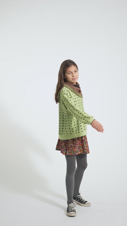 Sudadera niña Verde con estrellas negras