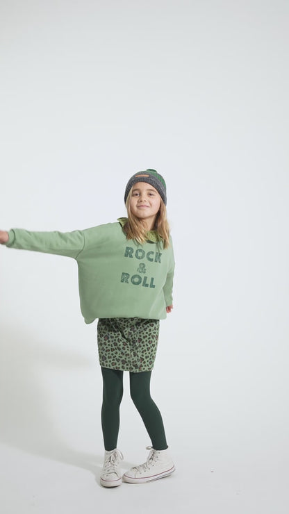 Sudadera unisex Verde con estampado "rock & roll"