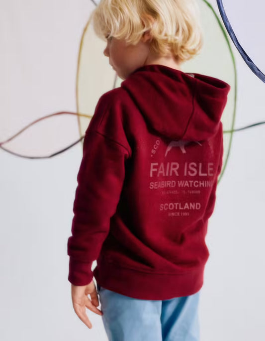 Sudadera con capucha de algodón rojo oscuro