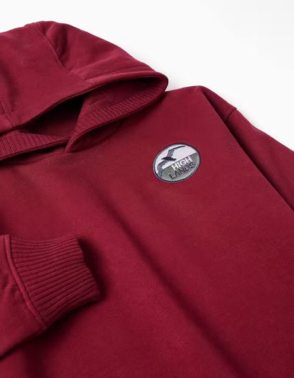 Sudadera niño con capucha de algodón rojo oscuro - Zippy