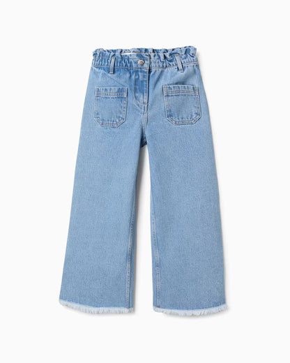 Pantalón niña vaquero con dobladillo deshilachado - Zippy
