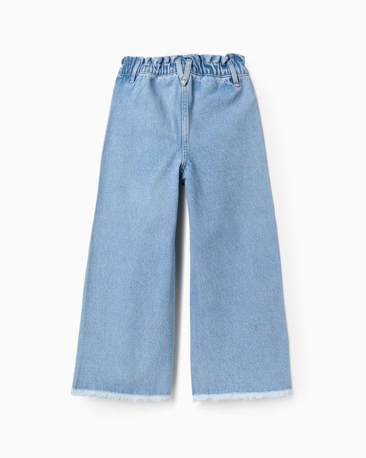 Pantalón niña vaquero con dobladillo deshilachado