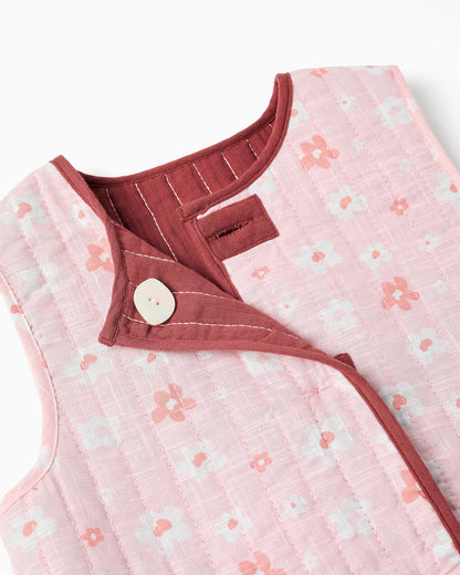 Chaleco niña reversible 100% algodón y con motivo floral - Zippy