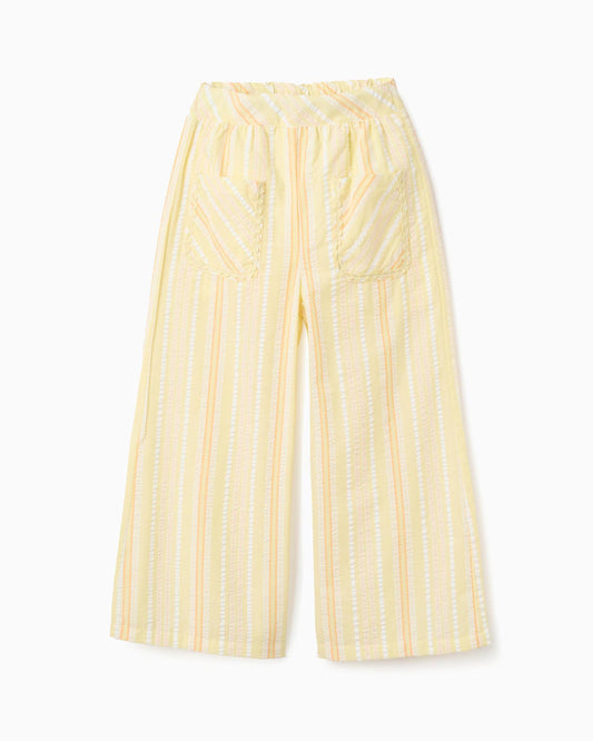 Pantalón niña a rayas y de pierna ancha