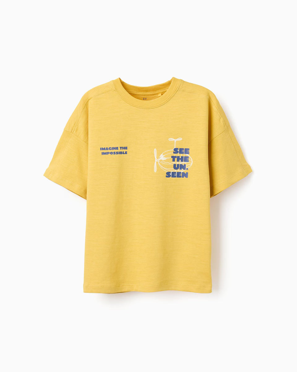 Camiseta de niño estampada amarilla