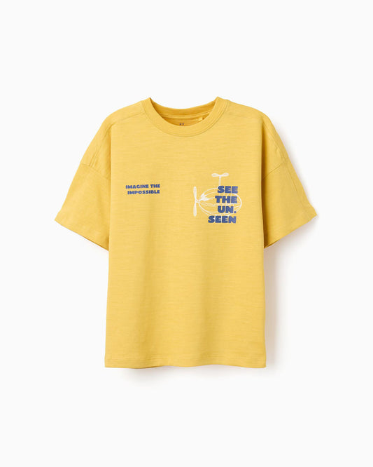 Camiseta de niño estampada amarilla