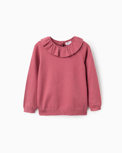 Jersey niña punto con volantes rosa - Zippy