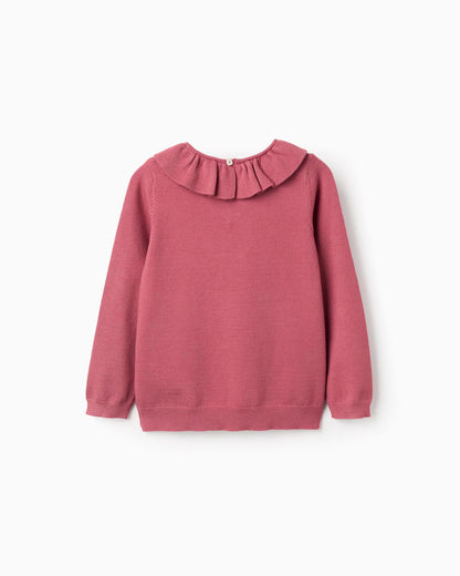 Jersey niña punto con volantes rosa - Zippy