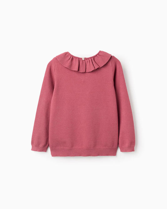 Jersey punto con volantes rosa