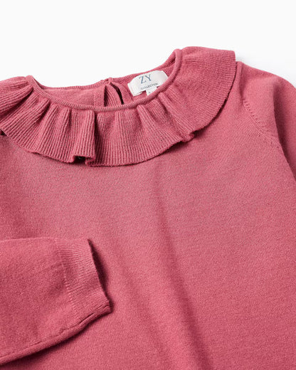 Jersey niña punto con volantes rosa - Zippy