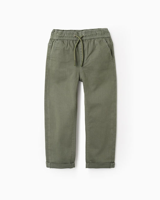Pantalón de niño de sarga cintura elástica y con cordón