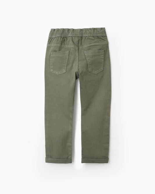 Pantalón de niño de sarga cintura elástica y con cordón